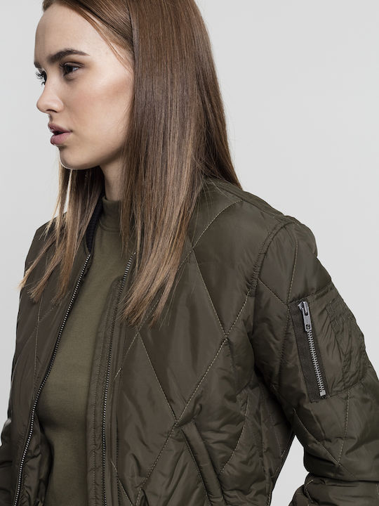 Kurz Damen Bomberjacke Khaki