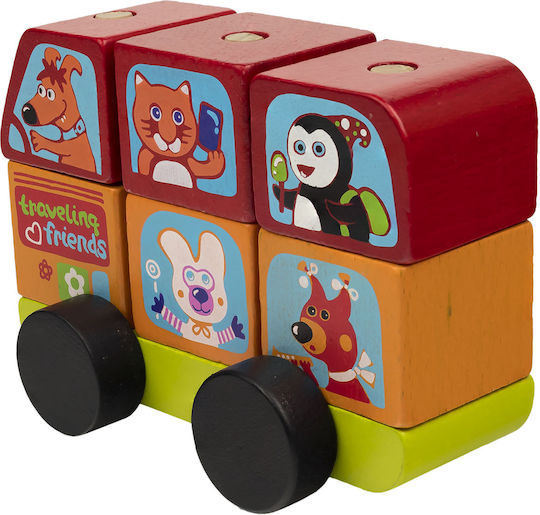 Cubika Παιχνίδι Στοίβαξης Bus Funny Animals από Ξύλο για 12+ Μηνών