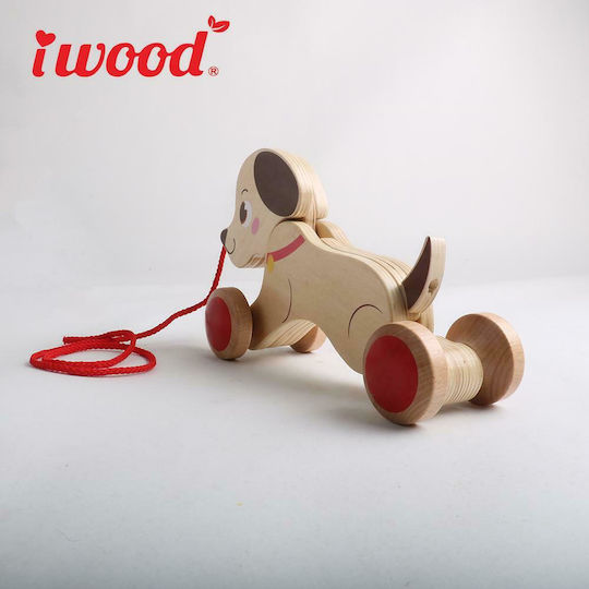 iwood Pull-Along Toy Pull Along Dog made of Wood for 12++ Months