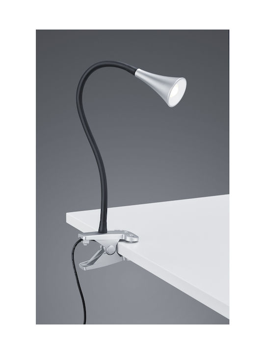 Trio Lighting Viper LED Lumină de Birou cu Braț Flexibil Înălțime: 35cm și Clește în Culoarea Argintiu