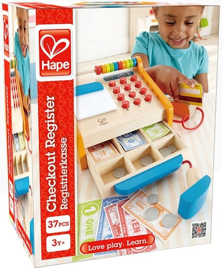 Hape Wooden Toy Cash Register for 3+ Years 15 cm 37 pcs