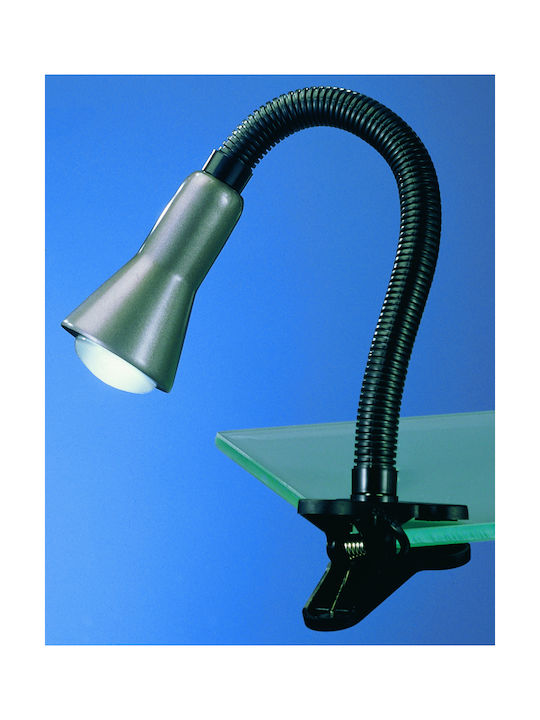 Trio Lighting Flexo Φωτιστικό Γραφείου με Εύκαμπτο Βραχίονα για Ντουί E14 και Κλιπ σε Ασημί Χρώμα