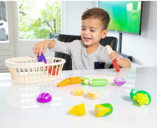 New Classic Toys Vegetable Set with Wooden Basket for 12+ Years