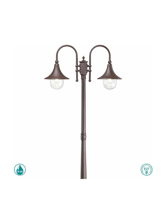 Ideal Lux Cima PT2 Outdoor Floor Lamp Post 60W IP43 For E27 Brown