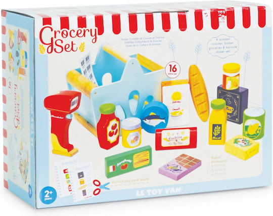 Le Toy Van Scanner & Καλάθι Ψώνια από Ξύλο για 3+ Ετών 16τμχ