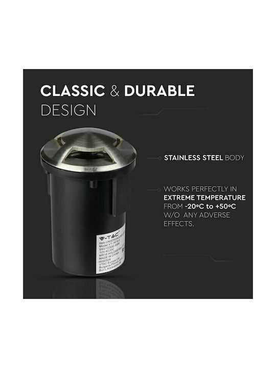 V-TAC Spot De Podea 20W IP67 Pentru Dulie GU5.3 Argintiu