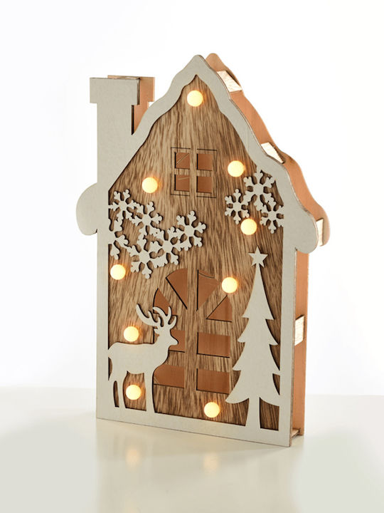 Aca Christmas Illuminated Decorative Wooden House Brown with Battery 29x19x4cm.