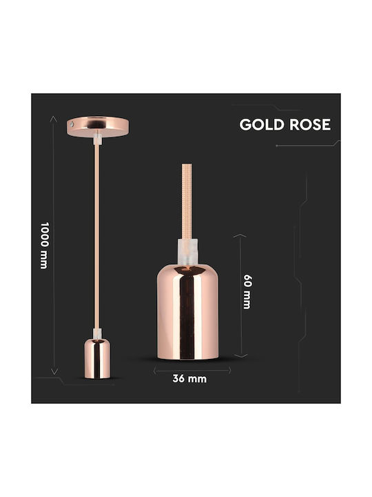 V-TAC Pendant Light Rose Gold with Socket E27 36cm