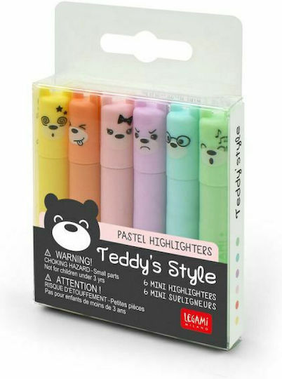 Legami Milano Teddy's Mood Mini Маркери За Подчертаване Пастел 5mm Комплект 6 Цвята