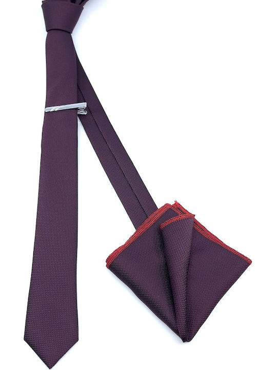 Legend Accessories Set de Cravată pentru Bărbați Sintetic Monocromie Purple Bordeaux