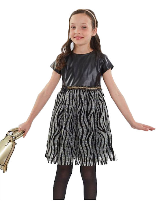 Εβίτα Παιδικό Φόρεμα Κοντομάνικο Μαύρο