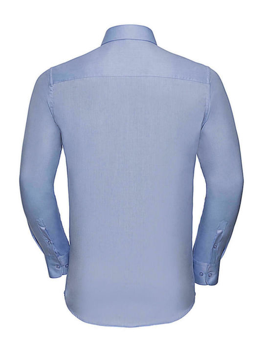 Russell Europe Men's Shirt Long Sleeve Cotton Light Blue