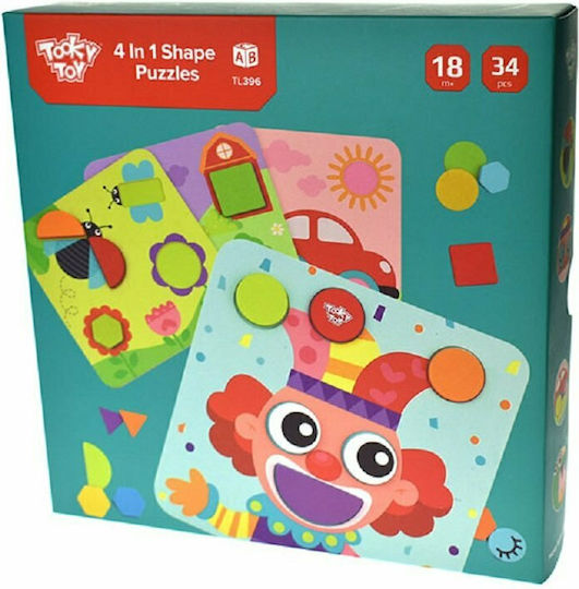 Ξύλινο Παιδικό Puzzle Σφηνώματα 4 In 1 Shape για 2+ Ετών 34pcs Tooky Toys