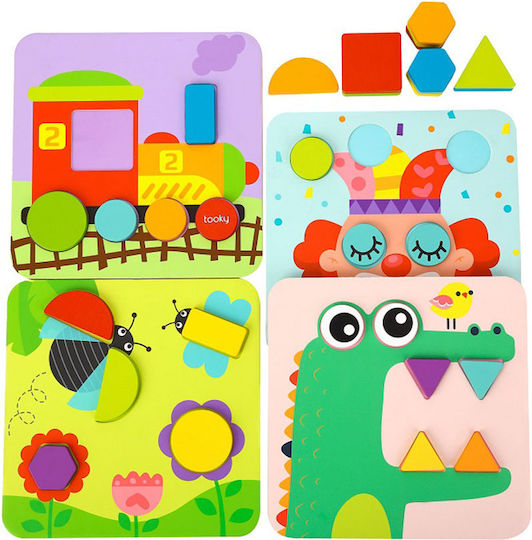 Ξύλινο Παιδικό Puzzle Σφηνώματα 4 In 1 Shape για 2+ Ετών 34pcs Tooky Toys