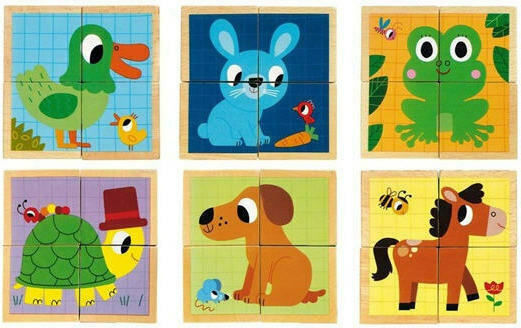 Wooden Kids Puzzle Puppy for 3+ years+ Years 4pcs Djeco