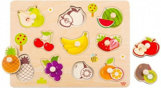 Дървено Детски Пъзел с Шипове Vegetables 10бр Tooky Toys