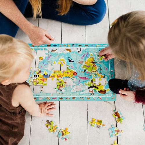 Παιδικό Puzzle Παγκόσμιος Χάρτης Παρατήρησης Ζώων για 5+ Ετών 80pcs Dodo