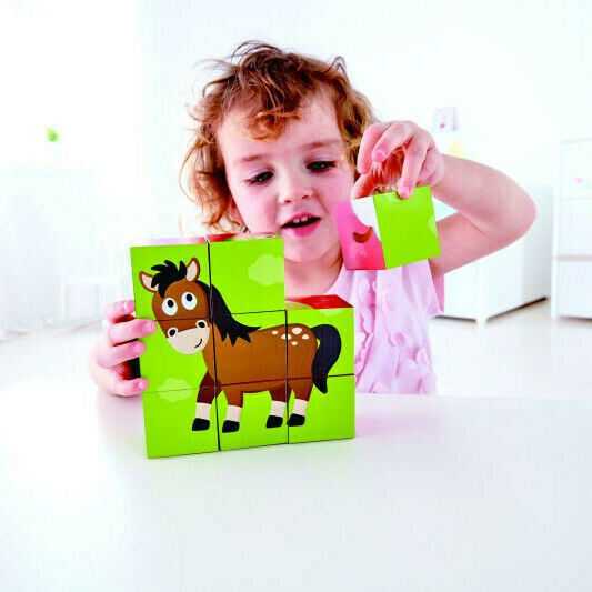 Wooden Kids Puzzle Farm Animal for 2+ years+ Years 9pcs Hape