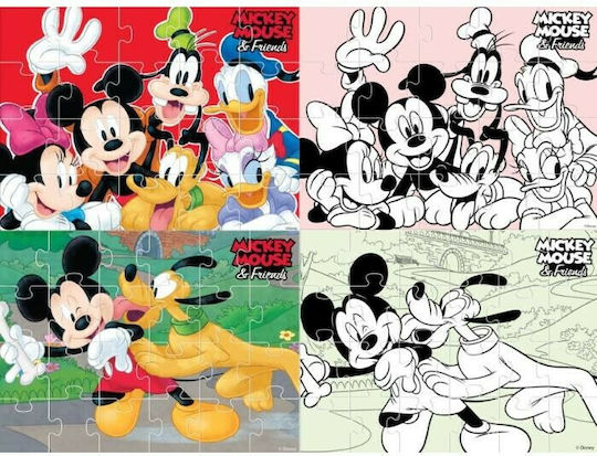 Παιδικό Puzzle Mickey 4 in 1 για 3+ Ετών 48pcs Luna