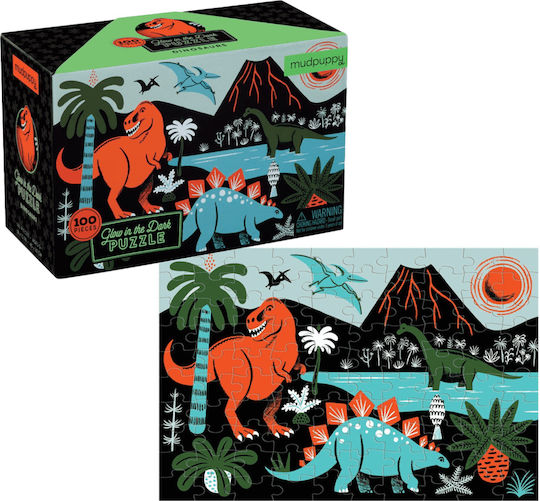 Kids Puzzle Dinosaur Glow In The Dark for 5+ years+ Years 100pcs Mudpuppy