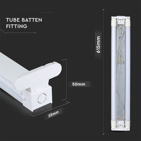 V-TAC Lighting Batten with 2 Slots for LED Lamps T8 60cm