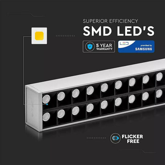 V-TAC LED Kommerzielle lineare Beleuchtung Leuchte Decke 60W Naturweiß IP20 mit einstellbarer Helligkeit B120xT6.4xH3.5cm