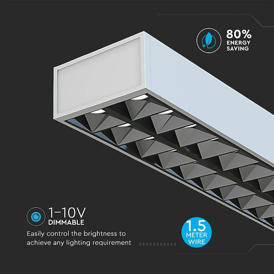 V-TAC LED Kommerzielle lineare Beleuchtung Leuchte Decke 60W Naturweiß IP20 mit einstellbarer Helligkeit B120xT6.4xH3.5cm