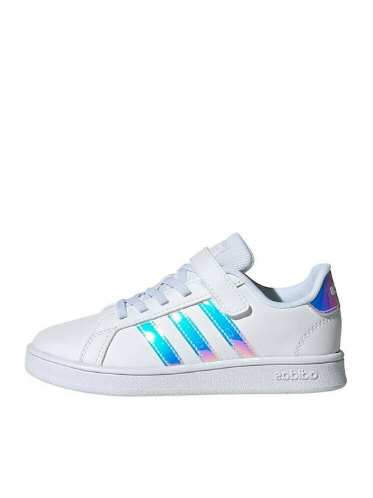 Grand Court C Kids Sneakers with Hook & Loop Closure Cloud White / Dash Grey
