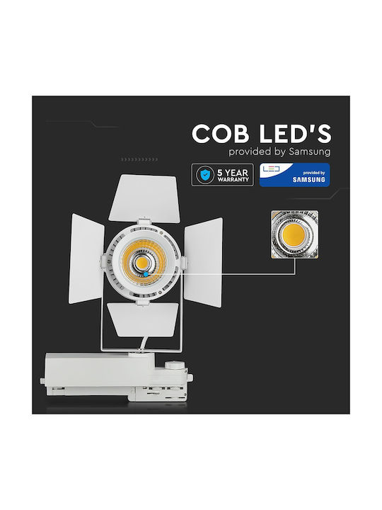 V-TAC VT-433 Μονό LED Ψυχρό Λευκό Σποτ σε Λευκό Χρώμα