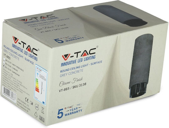 V-TAC VT-865 Einzel Spot mit Fassung GU10 in Schwarz Farbe