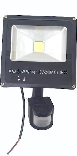 Boxer Στεγανός Προβολέας LED 20W με Αισθητήρα Κίνησης IP66