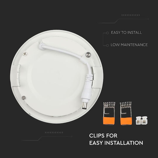 V-TAC Rund Vertieft LED Panel 18W mit Warmes Weiß Licht 3000K