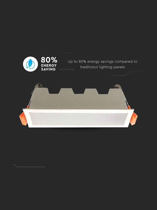 V-TAC Παραλληλόγραμμο Χωνευτό LED Panel 10W με Θερμό Λευκό Φως 3000K 16x4.5εκ.