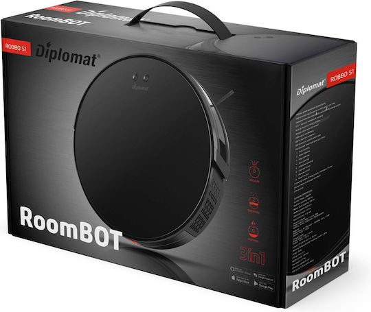 Diplomat Robbo S1 Robot Vacuum Cleaner with Smart Navigation and Suction Power 2000Pa Black