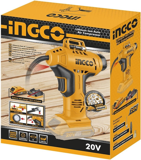 Ingco Car Tire Pump 150PSI Rechargeable 20V (Without Battery)