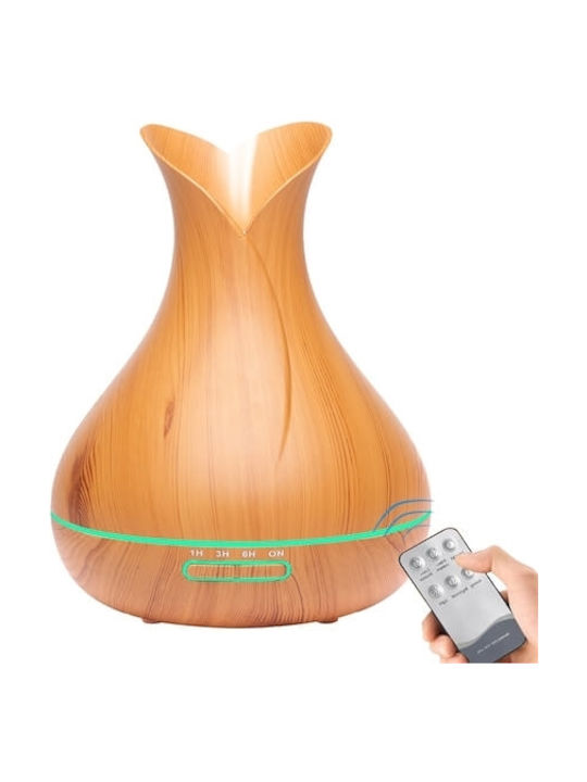 Andowl Led Ultrasonic Aromatherapy Diffuser with Remote Control Brown 400ml H6BLRC