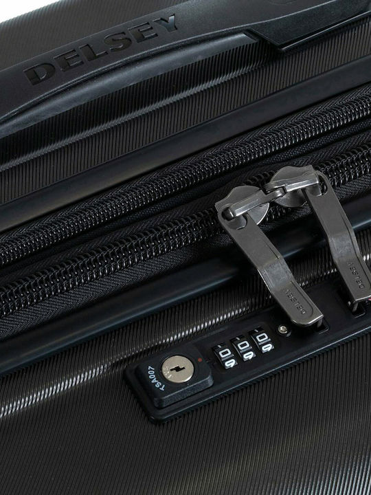 Delsey Meteor Large Hard Black Suitcase with 4 Wheels Height 78cm