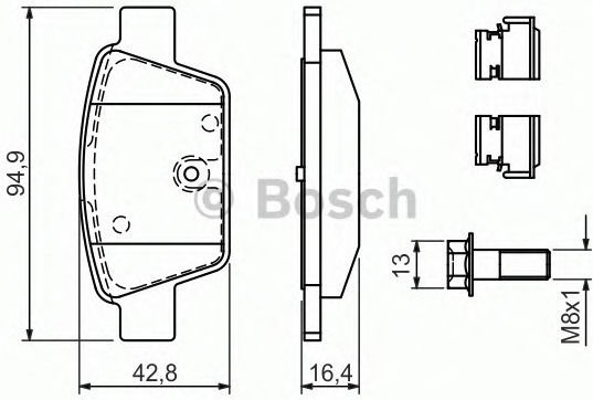 Bosch Σετ Τακάκια Πίσω 4τμχ για Fiat Multipla / Stilo