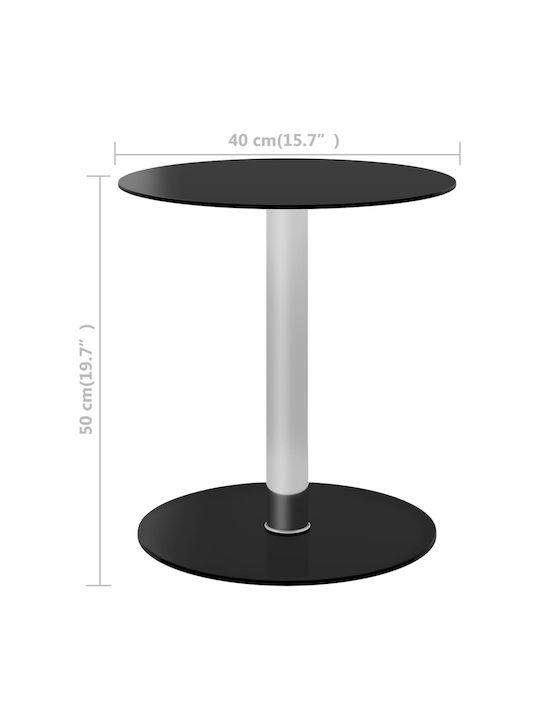 vidaXL Round Glass Side Table Black 40x40x50 cm