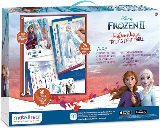 Make It Real Fashion Design Tracing Light Disney Frozen II Malsets 9Stück