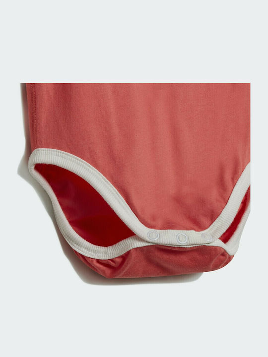 adidas 3 Stripes Onesie Baby Bodysuit Short-Sleeved with Accessories Coral