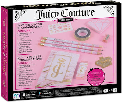 Make It Real Juicy Couture Acrylic Deluxe Stationery Set Kids Stationery Set with Pencil, Sharpener, Eraser, Notepad and Pencil Case 12pcs 070556