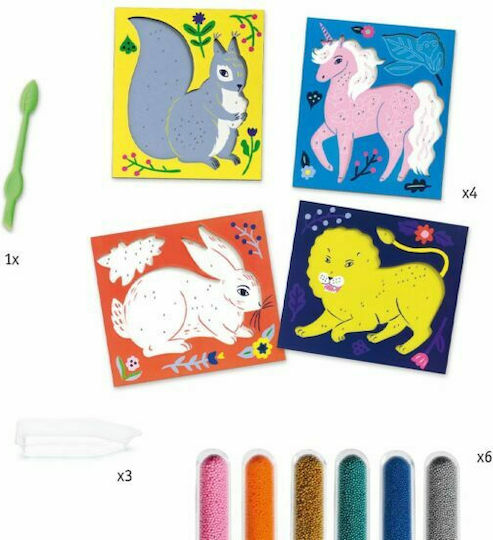 Djeco Collage Artistic with Microbeads Animals with Flowers for Children 7+ years Years
