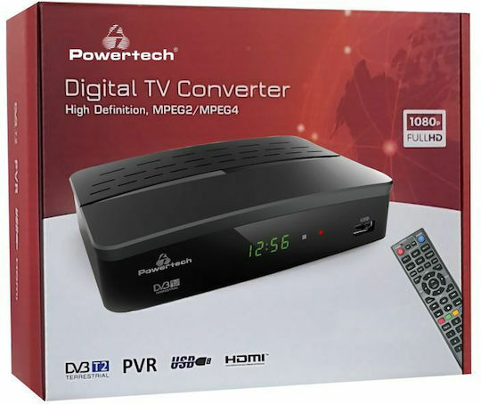 Powertech PT-779 Ψηφιακός Δέκτης Mpeg-4 Full HD (1080p) με Λειτουργία PVR (Εγγραφή σε USB) Σύνδεσεις SCART / HDMI / USB