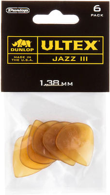 Dunlop Πένες Κιθάρας Ultex Jazz III Pick Πάχους 1.38mm Σετ 6τμχ