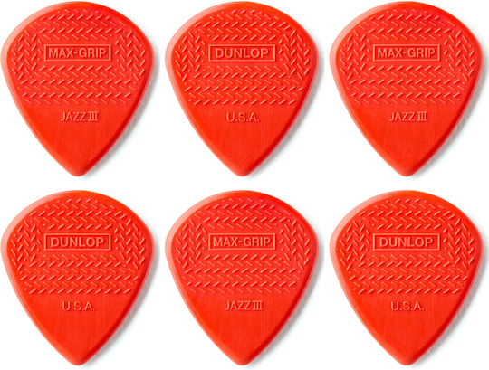 Dunlop Picks Guitar Max-Grip Jazz III Nylon Pick Thickness 1.38mm Set 6pcs