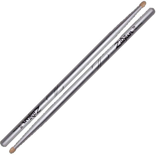 Zildjian Hickory Drumsticks Schlagzeug Chroma 5A mit Spitzenform Oval in Silber Farbe