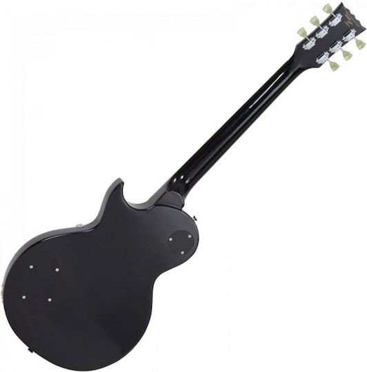 Vintage V100 ReIssued Electric Guitar Single Cut with HH Pickups Arrangement Black
