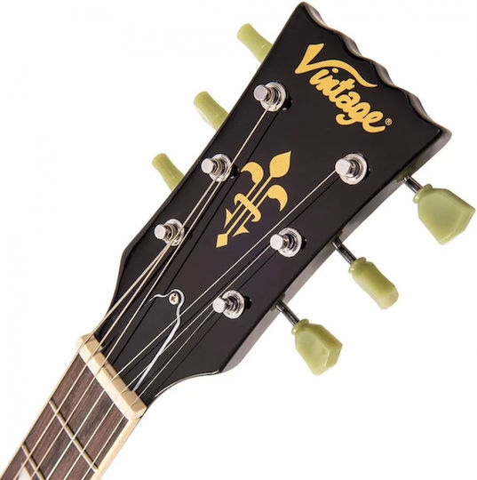 Vintage V100 ReIssued Electric Guitar Single Cut with HH Pickups Arrangement Black