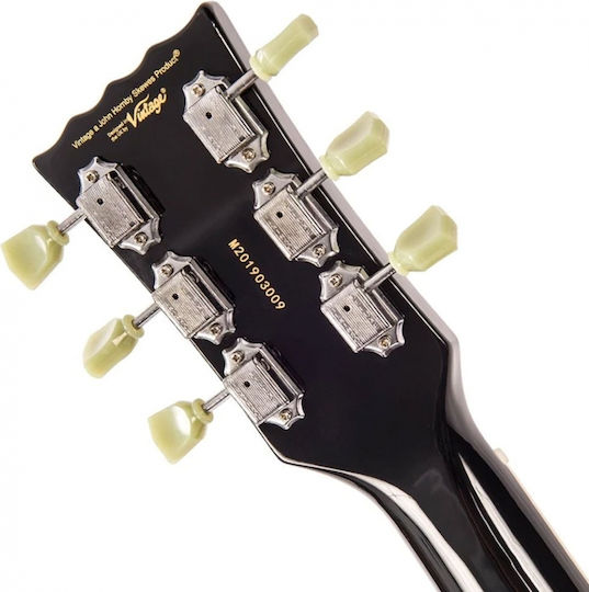 Vintage V100 ReIssued Electric Guitar Single Cut with HH Pickups Arrangement Black